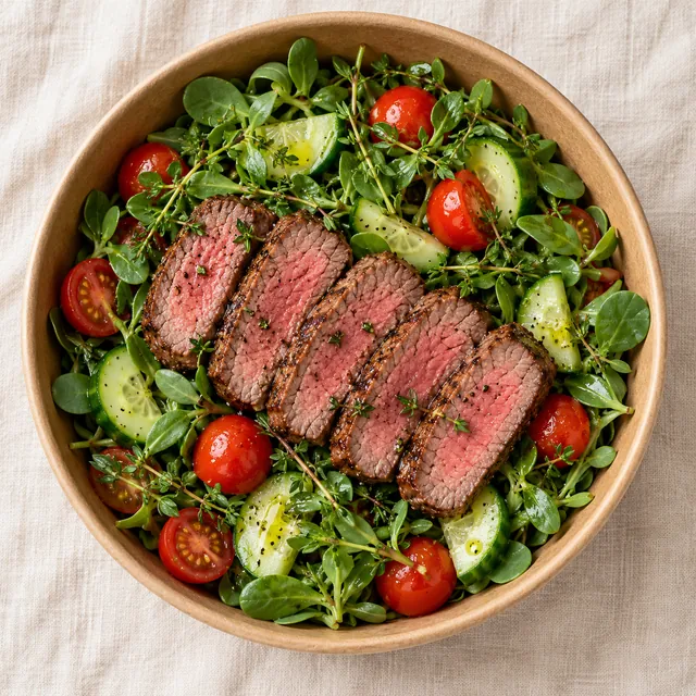 Ege Bahçesi salatası, kraft kasede üstten görünüm